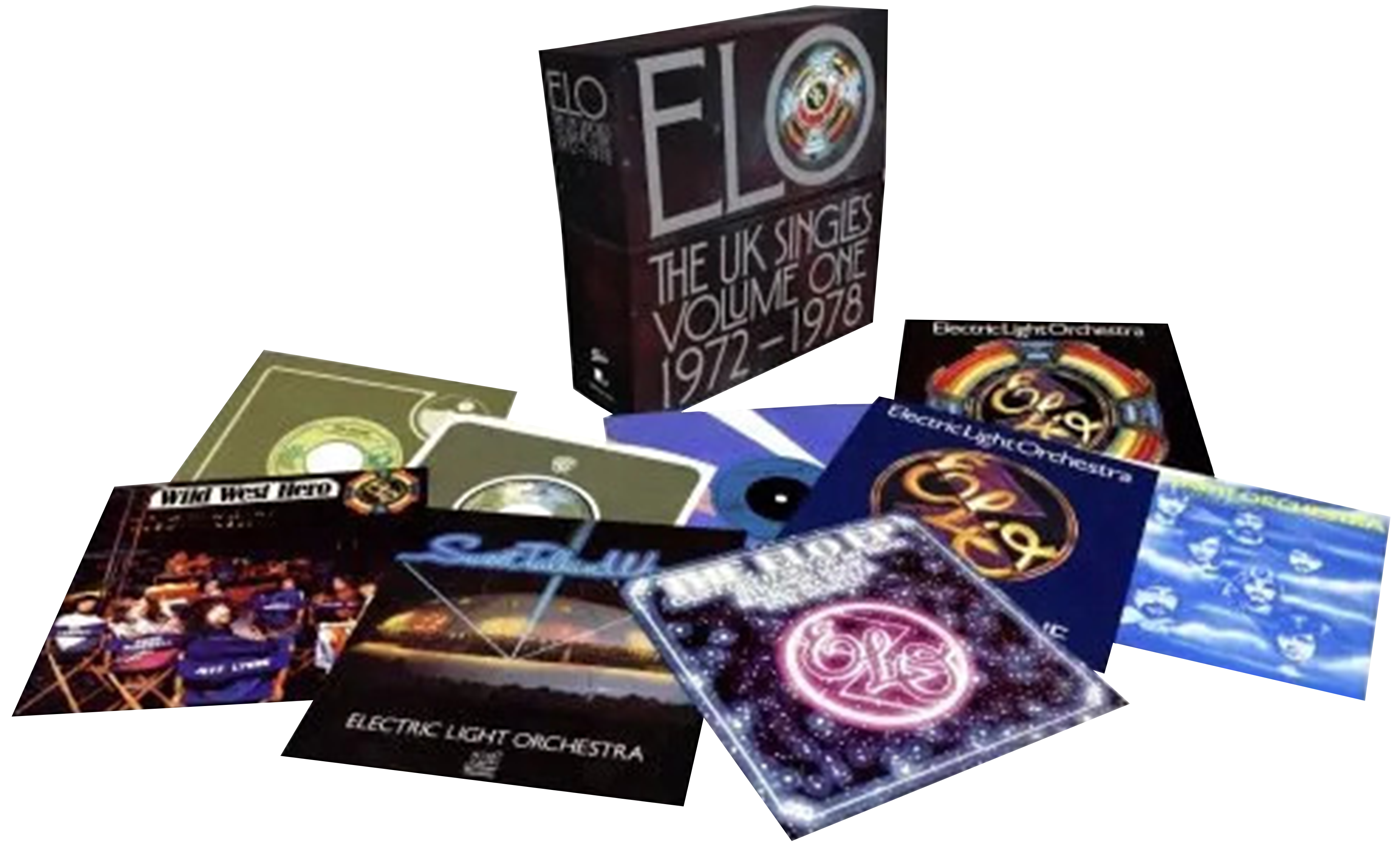 Artwork for Electric Light Orchestra's The UK Singles Volume One 1972-1978 (16 x 7" Vinyl Boxset)