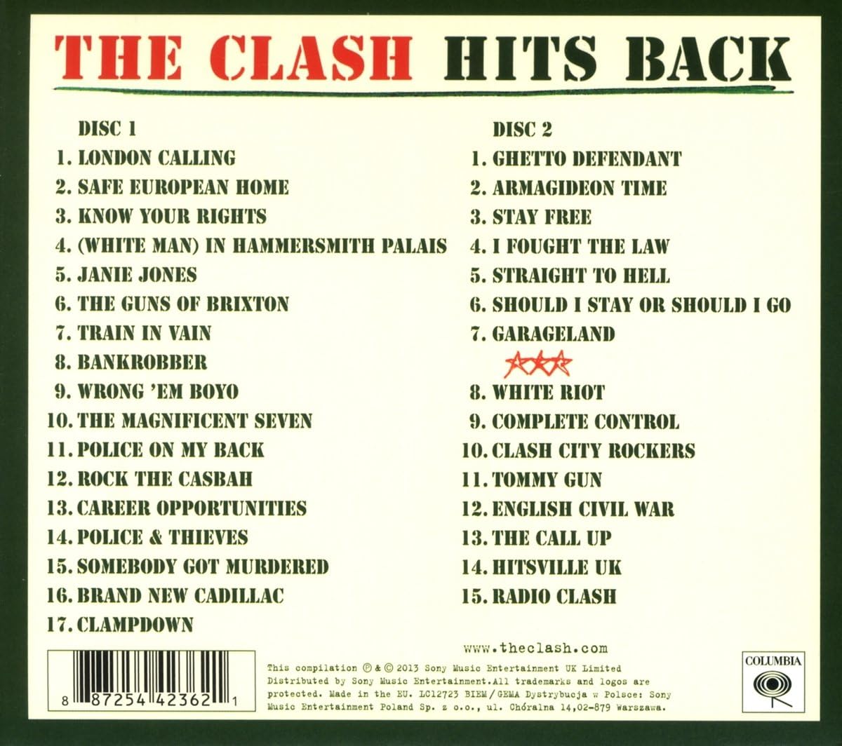 Artwork for The Clash's Hits Back (2CD)